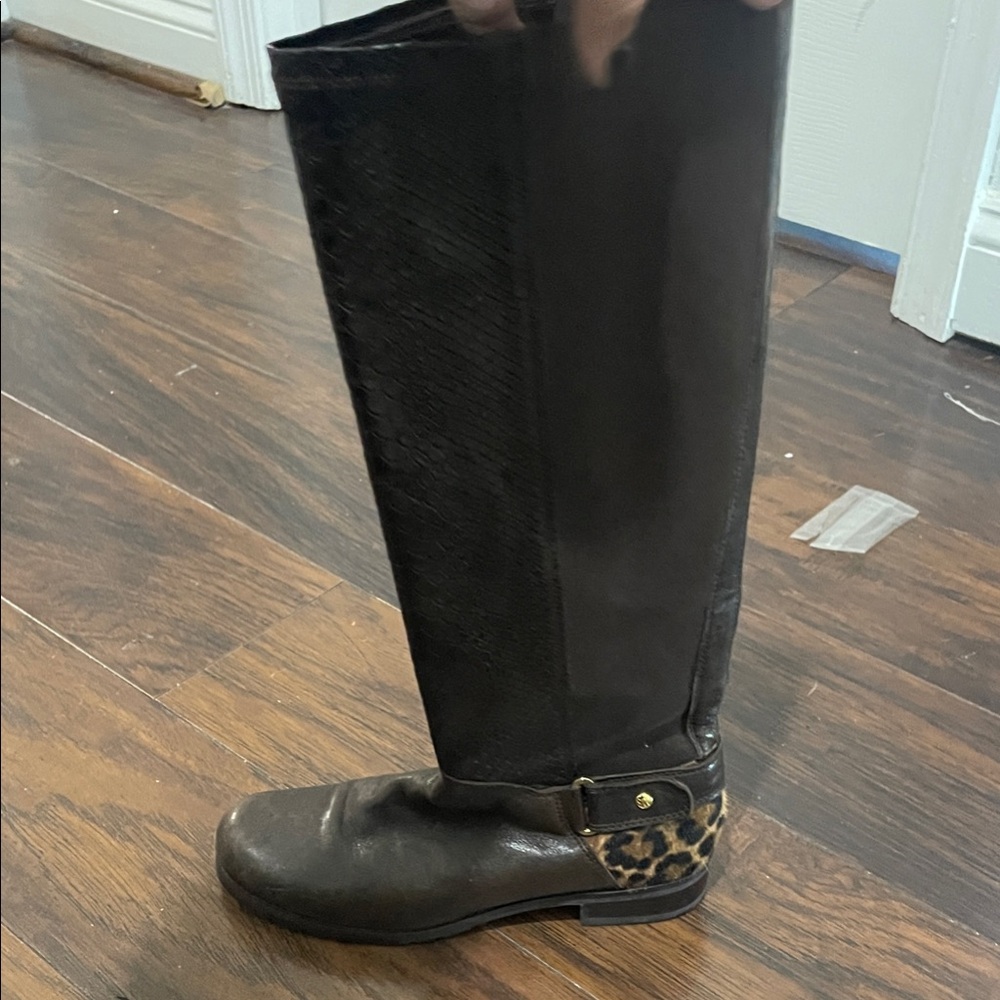 Stuart Weitzman Black Textured Knee-High Boots